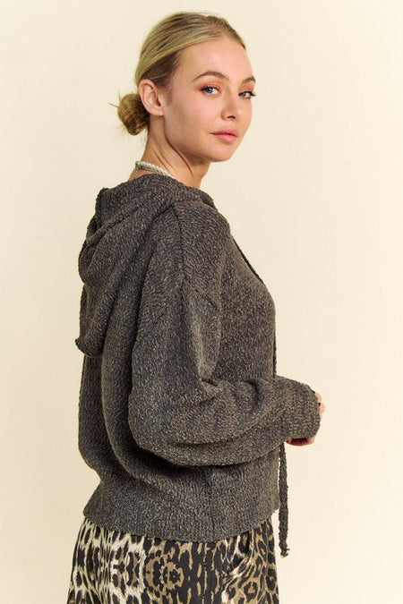 Davi & Dani Drop Shoulder Long Sleeve Hooded Sweater - S. M. & Co.