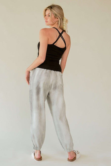 Davi & Dani Rhinestone Elastic Waist Joggers - S. M. & Co.