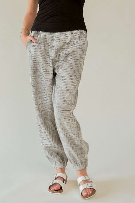 Davi & Dani Rhinestone Elastic Waist Joggers - S. M. & Co.