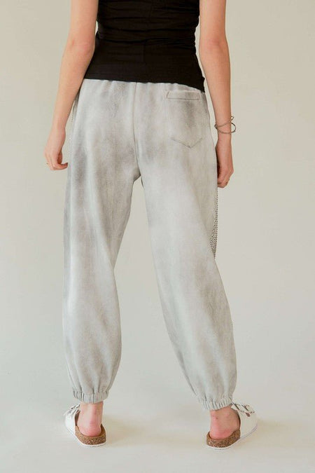 Davi & Dani Rhinestone Elastic Waist Joggers - S. M. & Co.