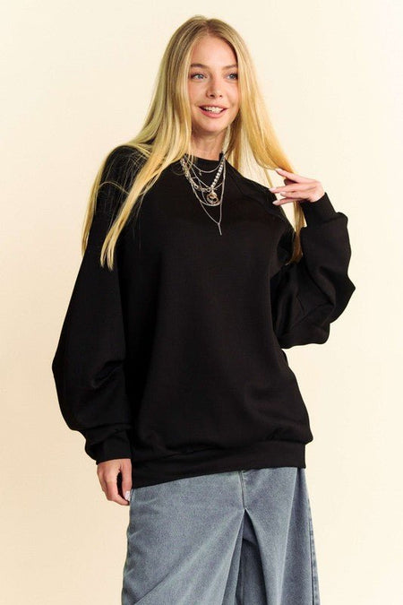 Davi & Dani Round Neck Raglan Sleeve Sweatshirt - S. M. & Co.