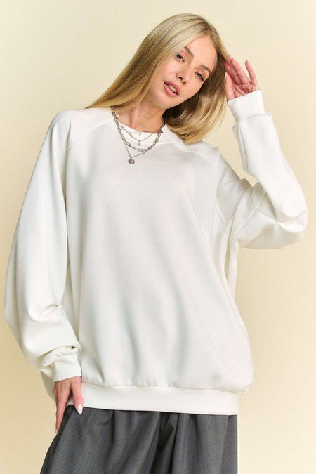 Davi & Dani Round Neck Raglan Sleeve Sweatshirt - S. M. & Co.