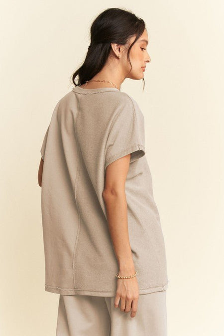 Davi & Dani Round Neck Short Sleeve Top and Pants Set - S. M. & Co.