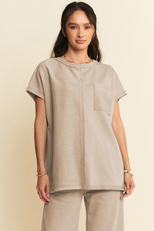 Davi & Dani Round Neck Short Sleeve Top and Pants Set - S. M. & Co.