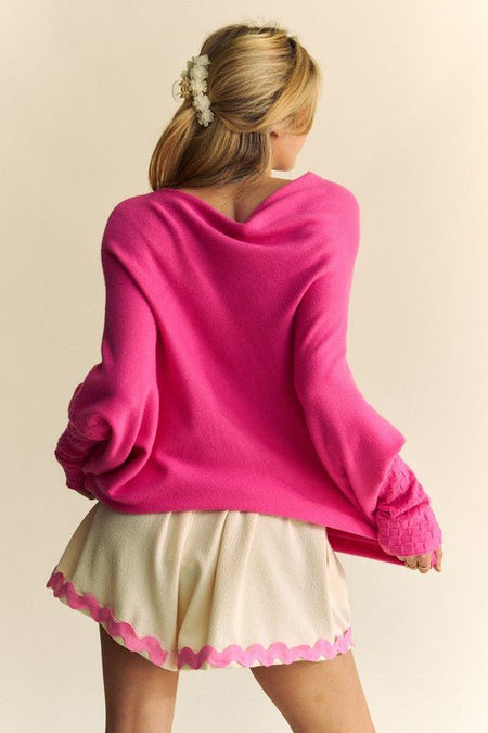 Davi & Dani Solid Color Batwing Sleeve Sweater - S. M. & Co.