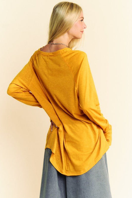 Davi & Dani Solid Color Boat Neck Long Sleeve T-Shirt - S. M. & Co.