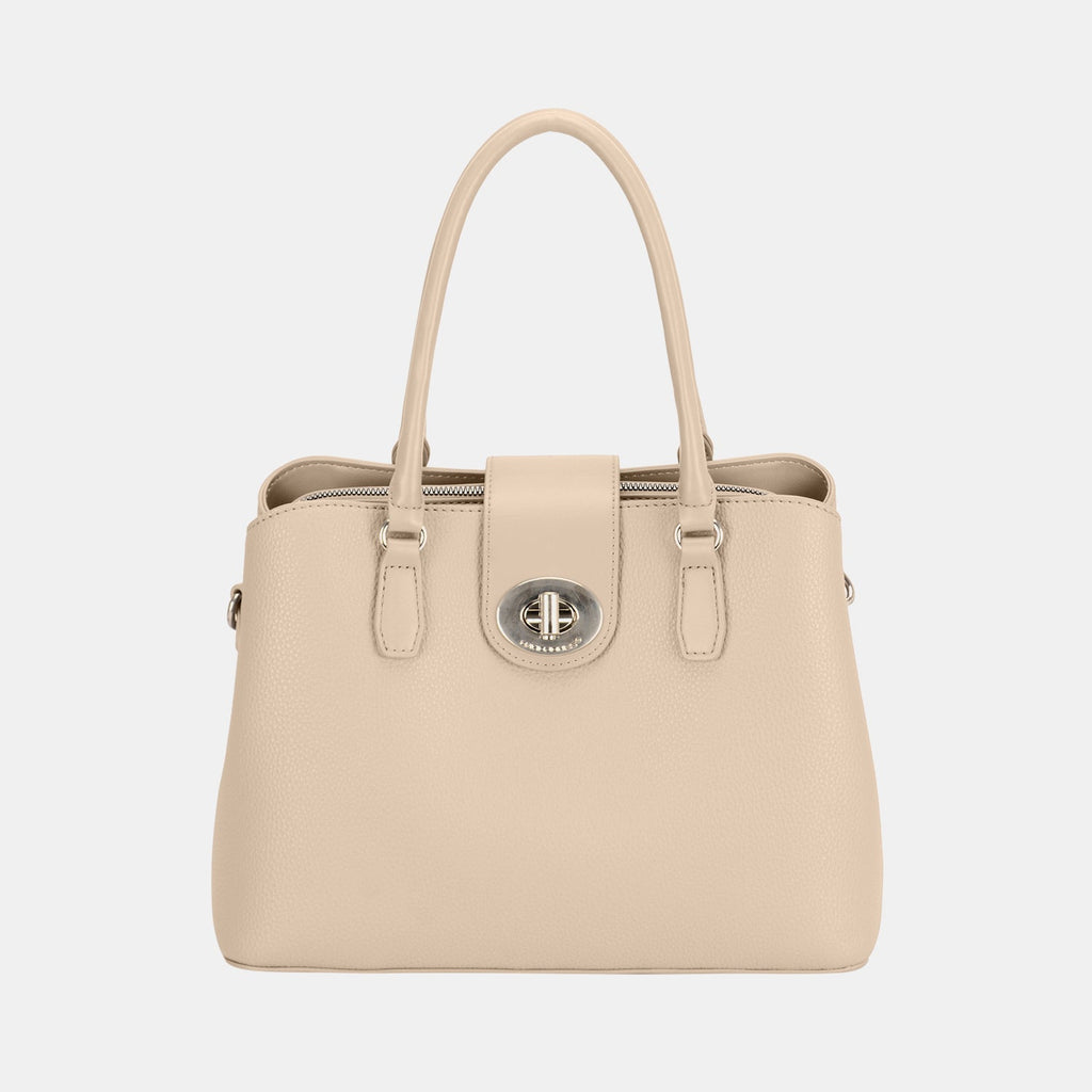 David Jones PU Leather Twist-Lock Tote Bag - S. M. & Co. Tote Bag