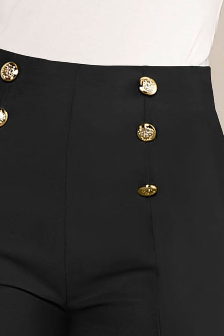 Decorative Button High Waist Shorts - S. M. & Co. Shorts