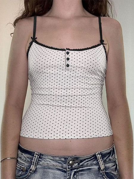 Devine Polka dot Square Neck Cropped Cami - S. M. & Co.