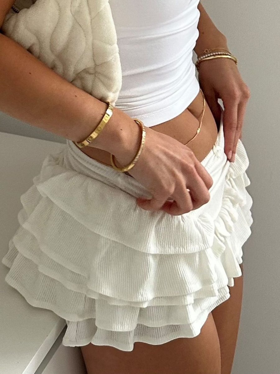 Devine Ruched Layered Mini Skirt - S. M. & Co.