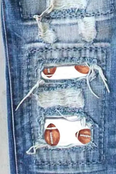 Distressed Football Straight Jeans - S. M. & Co.