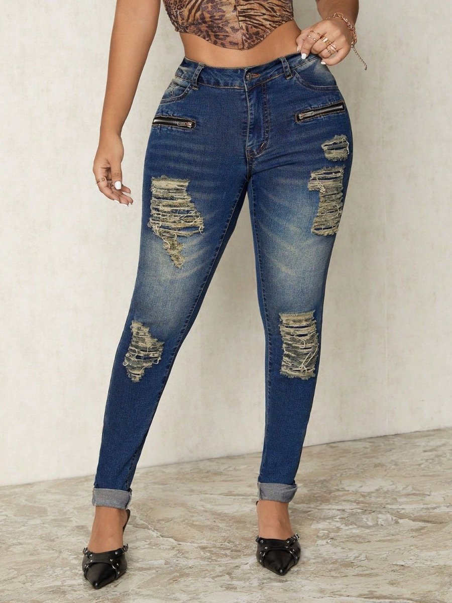 Distressed Skinny Jeans - S. M. & Co.