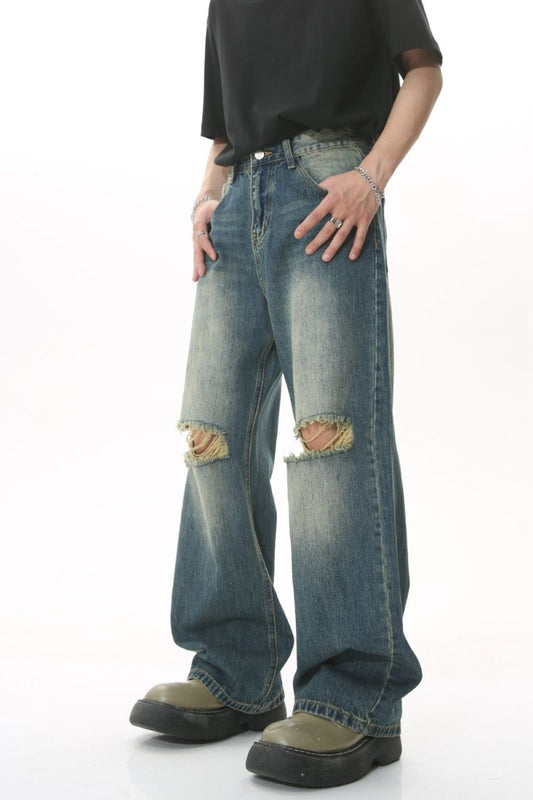 Distressed Wide Leg Men's Jeans - S. M. & Co.