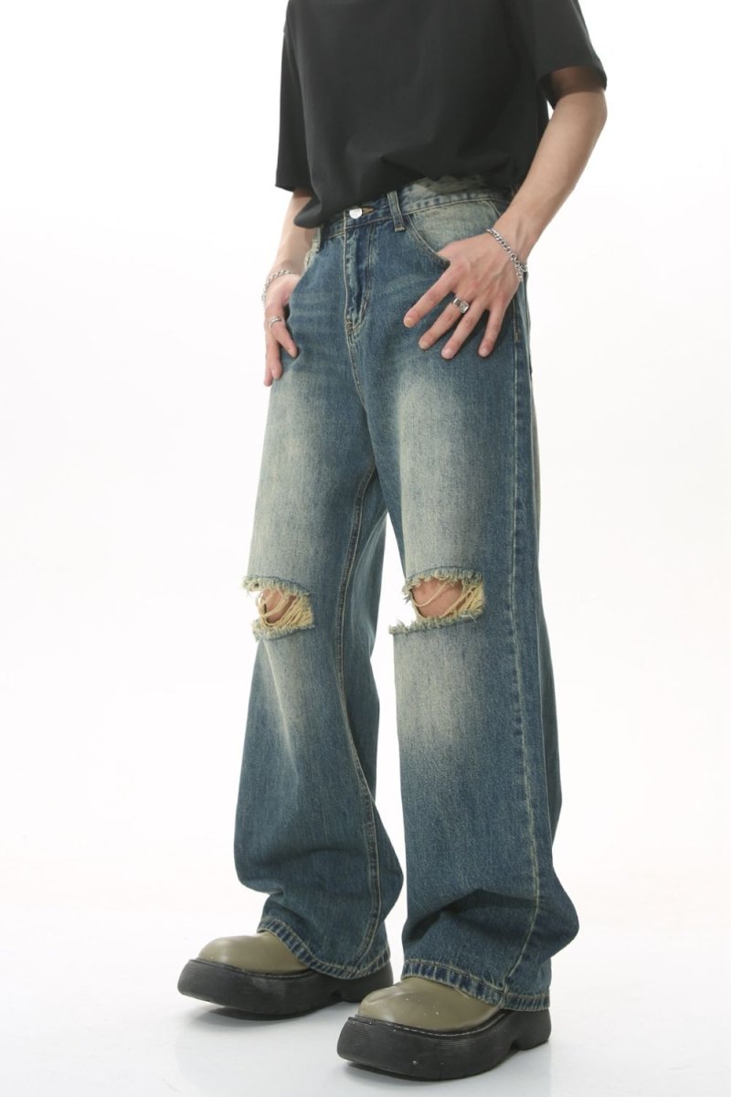 Distressed Wide Leg Men's Jeans - S. M. & Co.