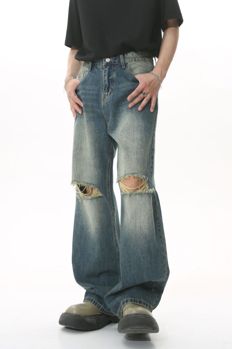 Distressed Wide Leg Men's Jeans - S. M. & Co.