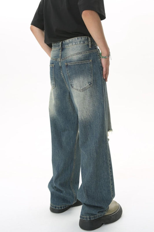 Distressed Wide Leg Men's Jeans - S. M. & Co.