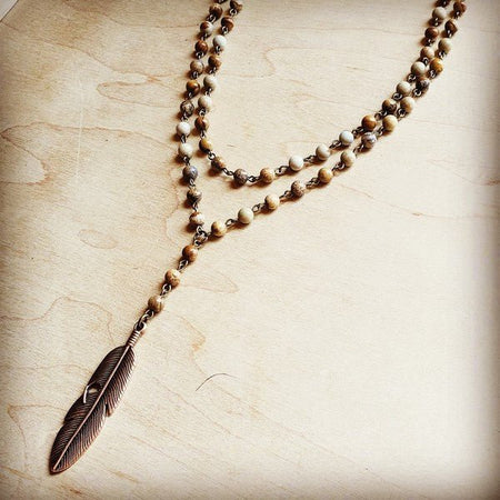 Double strand lariat picture jasper necklace - S. M. & Co. Necklace