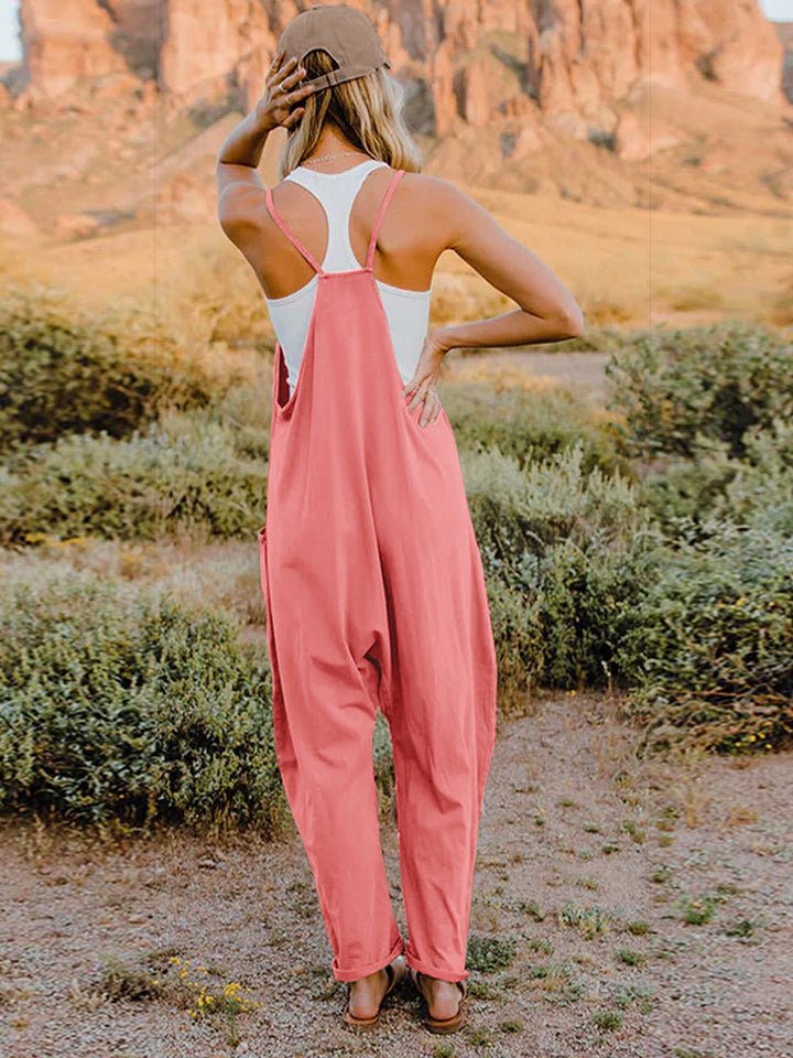 Double Take Full Size Sleeveless V-Neck Pocketed Jumpsuit - S. M. & Co. Jumpsuit