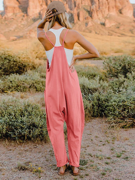 Double Take Full Size Sleeveless V-Neck Pocketed Jumpsuit - S. M. & Co. Jumpsuit