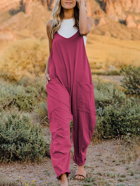 Double Take Full Size Sleeveless V-Neck Pocketed Jumpsuit - S. M. & Co. Jumpsuit