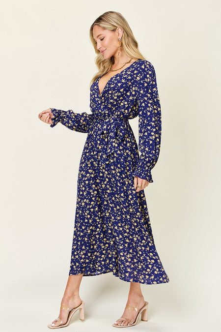 Double Take Full Size Tie Back Flounce Sleeve Dress - S. M. & Co. Dresses