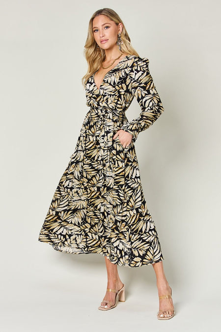 Double Take Full Size Tie Back Flounce Sleeve Dress - S. M. & Co. Dresses