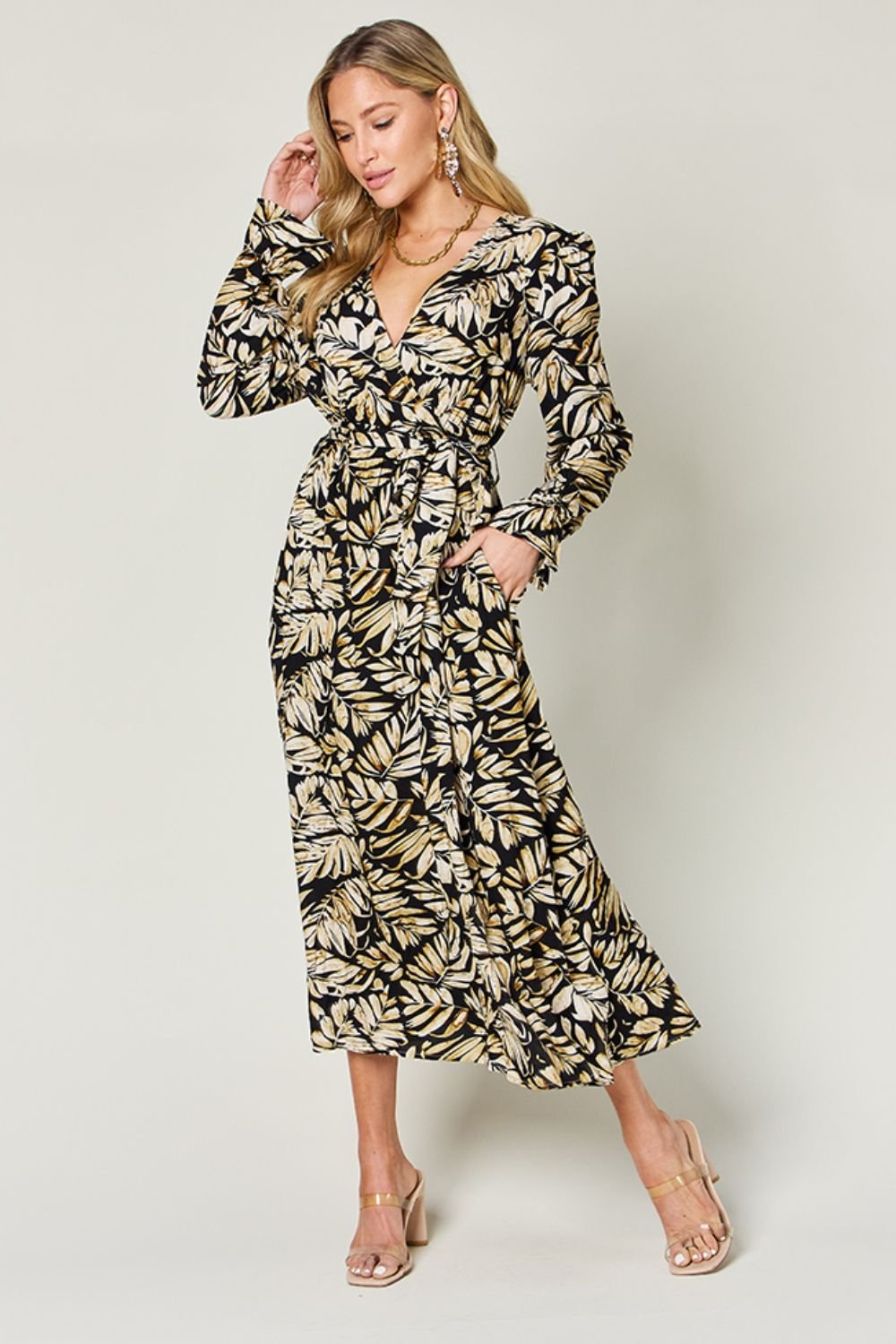 Double Take Full Size Tie Back Flounce Sleeve Dress - S. M. & Co. Dresses