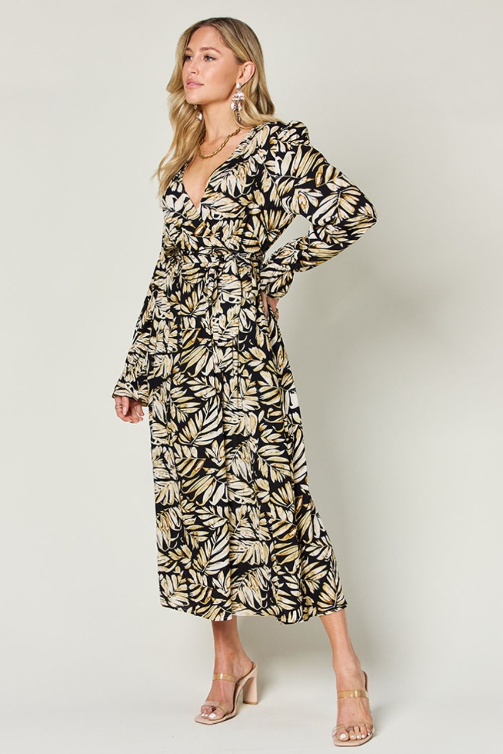 Double Take Full Size Tie Back Flounce Sleeve Dress - S. M. & Co. Dresses