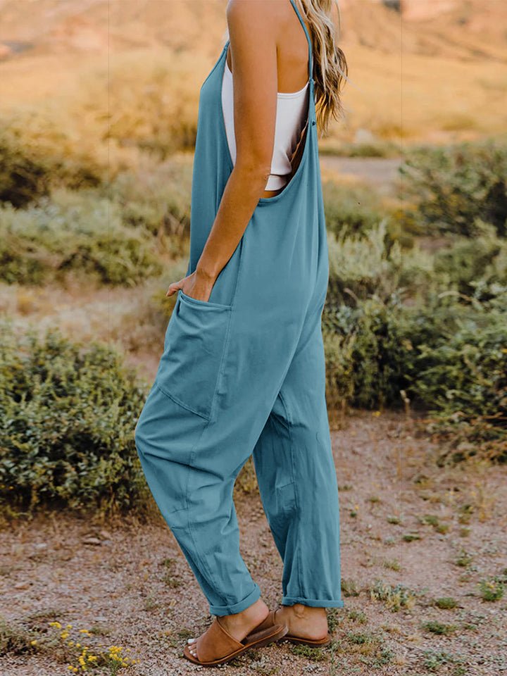 Double Take Full Size V-Neck Sleeveless Jumpsuit with Pockets - S. M. & Co. Jumpsuit