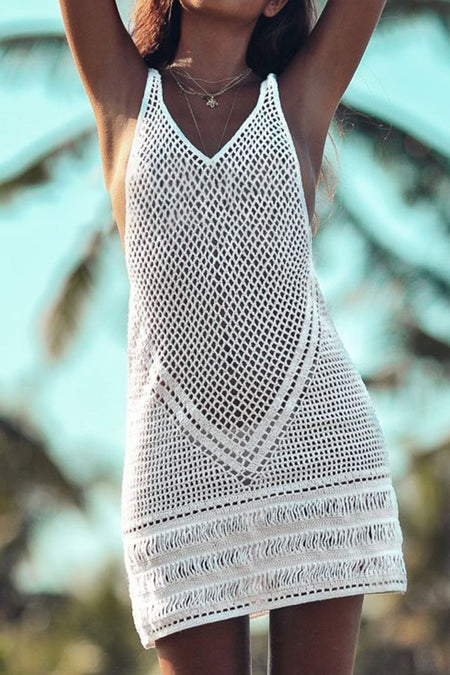 Double Take Openwork V-Neck Tank Knit Cover Up - S. M. & Co. Tank Tops