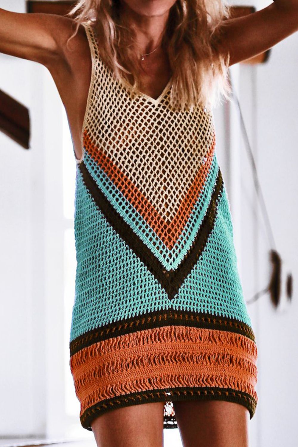 Double Take Openwork V-Neck Tank Knit Cover Up - S. M. & Co. Tank Tops