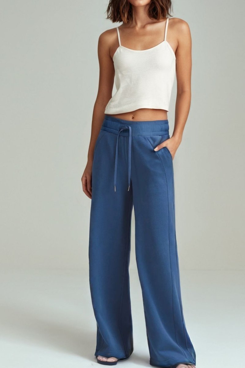 Drawstring Elastic Waist Straight Leg Pants - S. M. & Co.