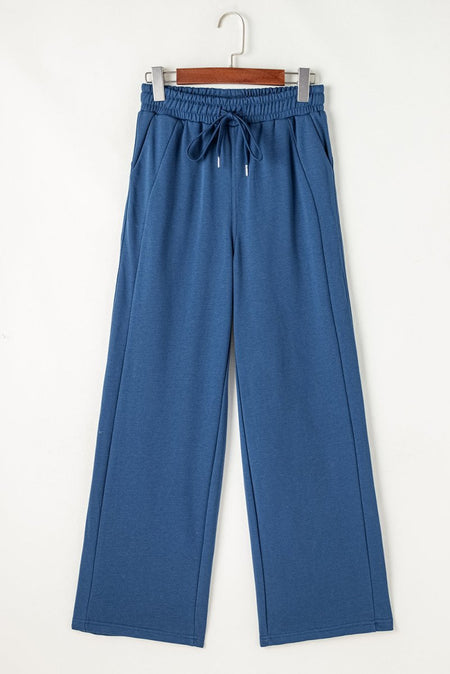 Drawstring Elastic Waist Straight Leg Pants - S. M. & Co.