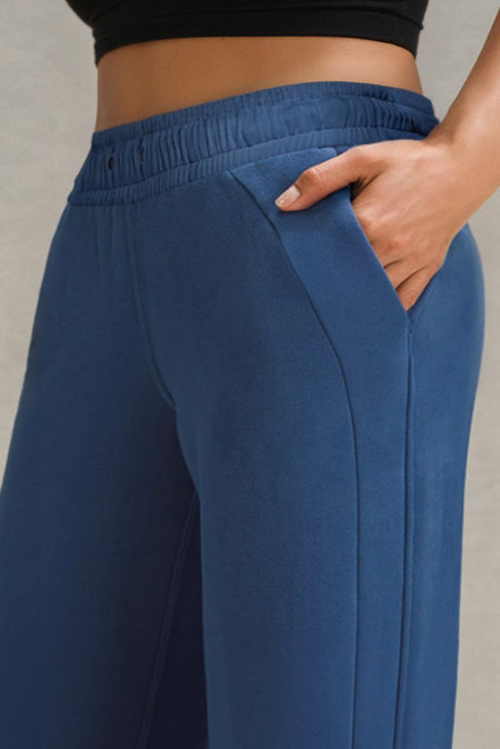 Drawstring Elastic Waist Straight Leg Pants - S. M. & Co.