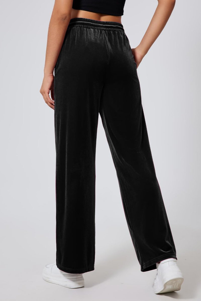 Drawstring Elastic Waist Straight Leg Pants - S. M. & Co.