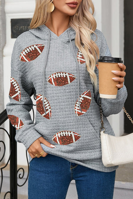 Drawstring Football Long Sleeve Hoodie - S. M. & Co. Hoodie