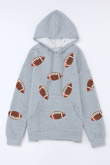 Drawstring Football Long Sleeve Hoodie - S. M. & Co. Hoodie