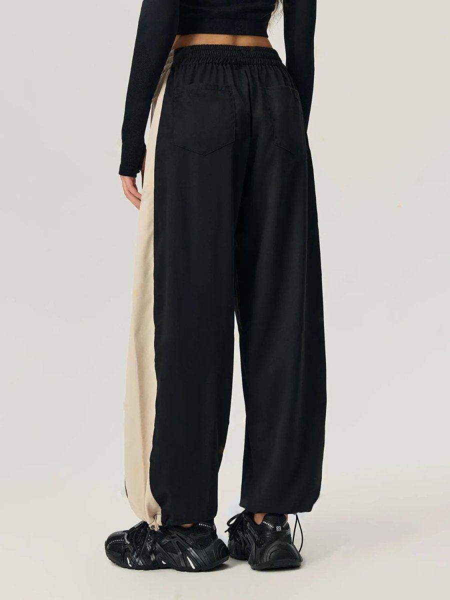 Drawstring Hem Contrast Elastic Waist Pants - S. M. & Co.