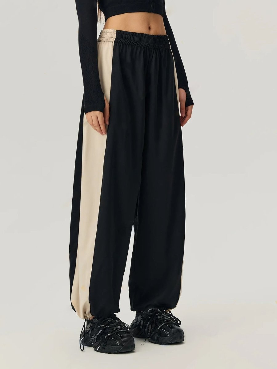 Drawstring Hem Contrast Elastic Waist Pants - S. M. & Co.