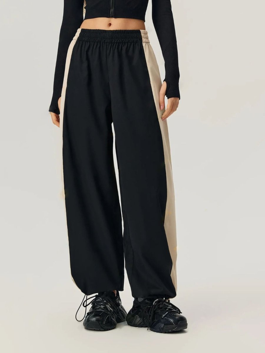 Drawstring Hem Contrast Elastic Waist Pants - S. M. & Co.