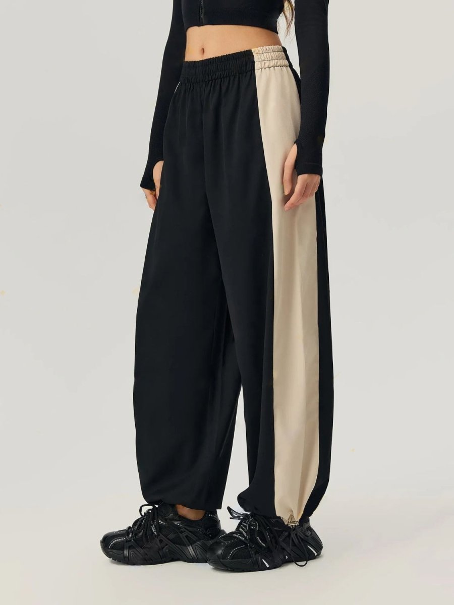 Drawstring Hem Contrast Elastic Waist Pants - S. M. & Co.