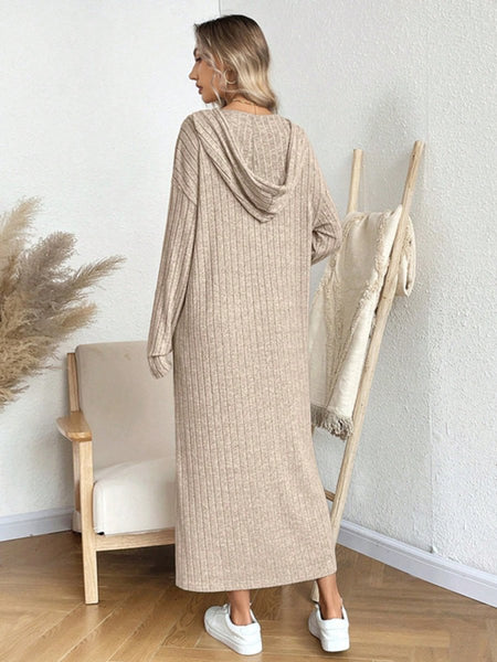 Drawstring Long Sleeve Hooded Dress - S. M. & Co.