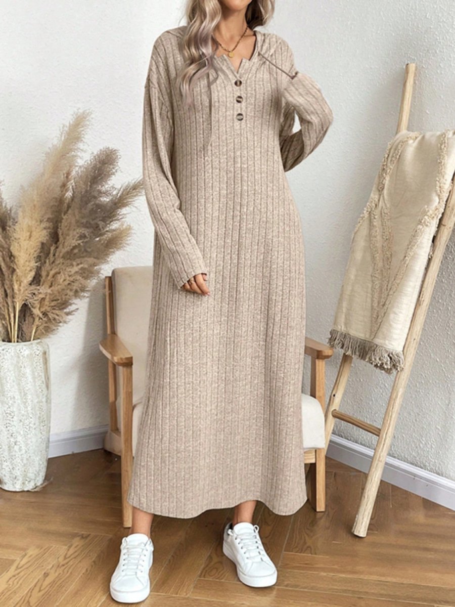 Drawstring Long Sleeve Hooded Dress - S. M. & Co.