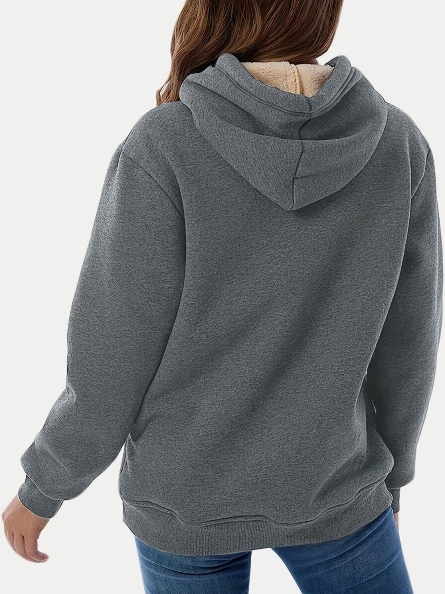 Drawstring Long Sleeve Hoodie with Kangaroo Pocket - S. M. & Co.