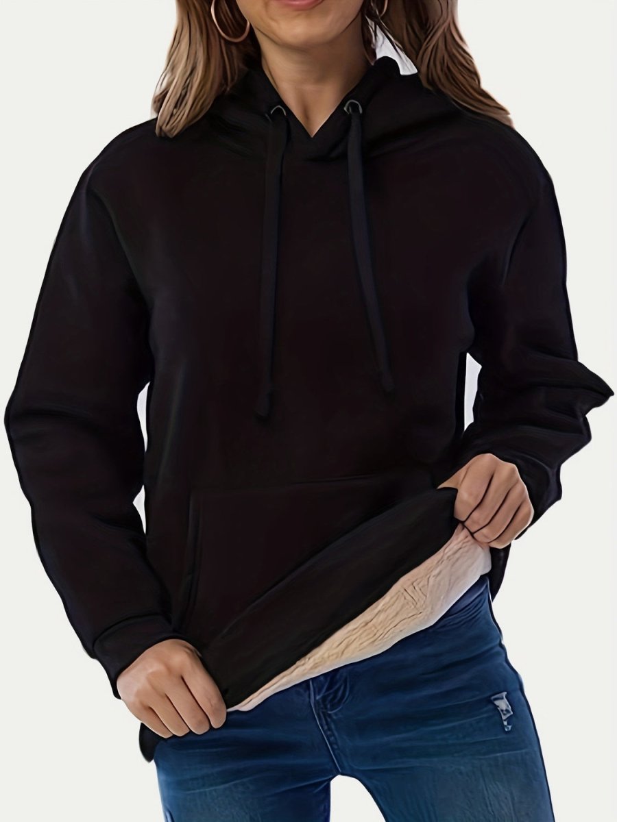 Drawstring Long Sleeve Hoodie with Kangaroo Pocket - S. M. & Co.