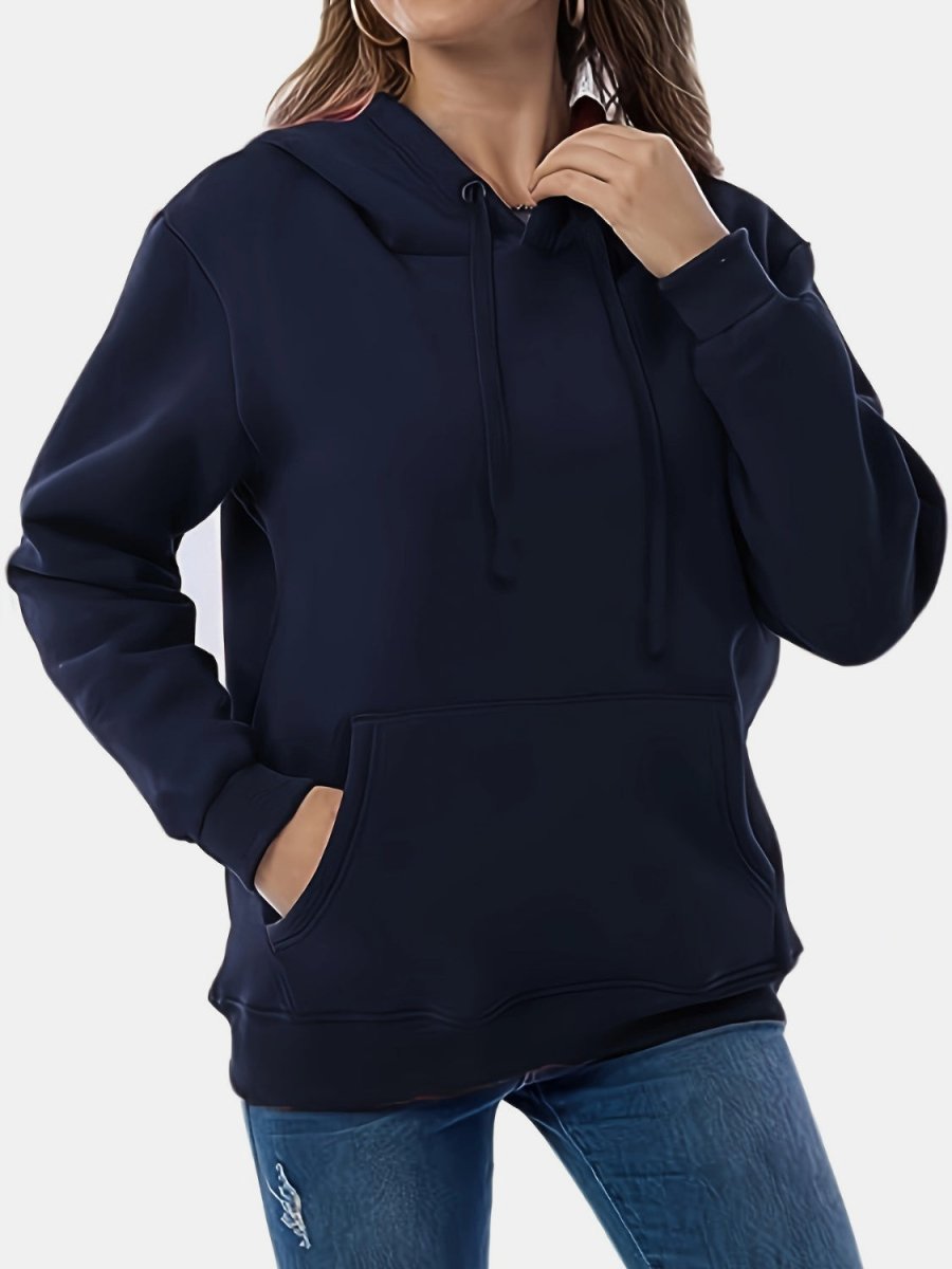 Drawstring Long Sleeve Hoodie with Kangaroo Pocket - S. M. & Co.