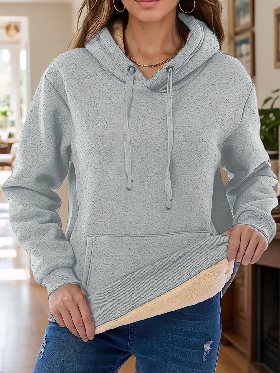 Drawstring Long Sleeve Hoodie with Kangaroo Pocket - S. M. & Co.