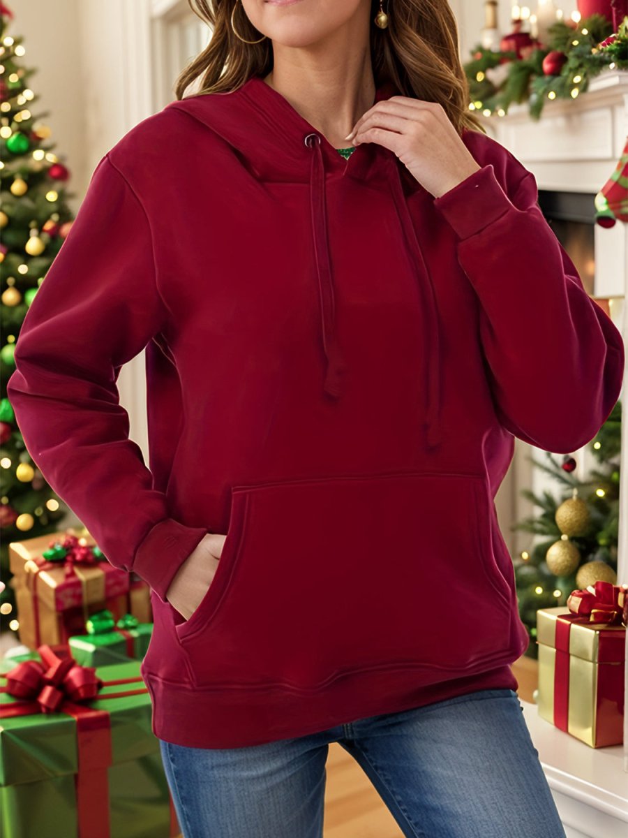 Drawstring Long Sleeve Hoodie with Kangaroo Pocket - S. M. & Co.