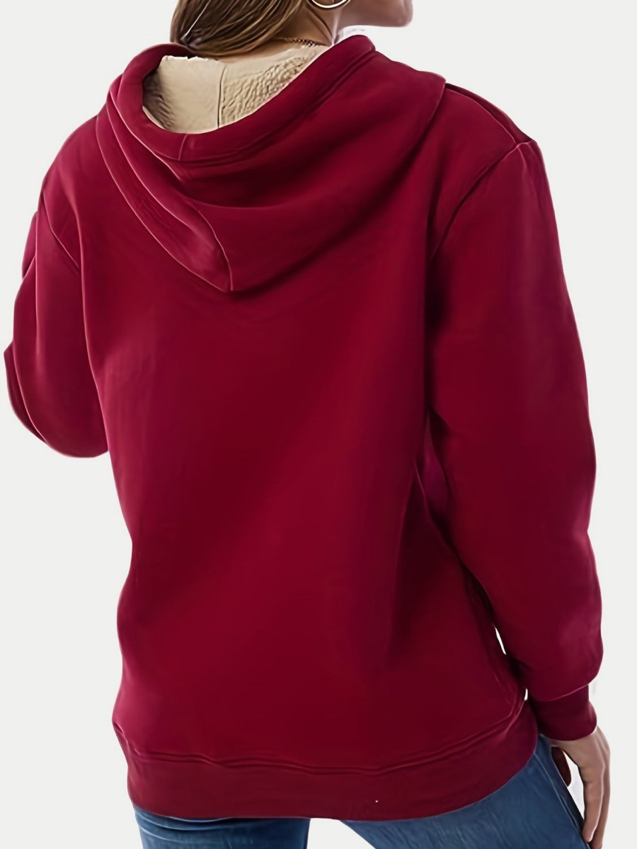 Drawstring Long Sleeve Hoodie with Kangaroo Pocket - S. M. & Co.