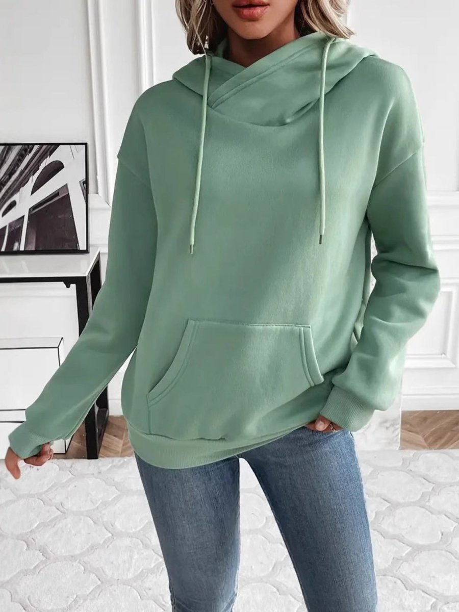 Drawstring Long Sleeve Hoodie with Kangaroo Pocket - S. M. & Co.